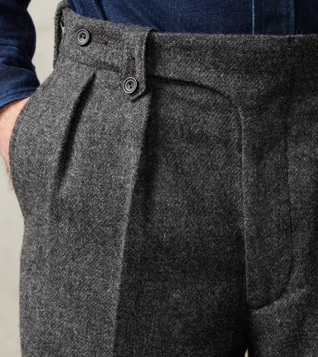Navy Wool Flannel Flat Front Trousers – Drakes