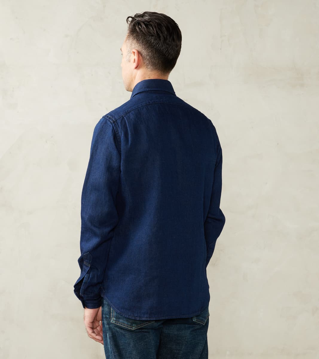 American Camp Shirt - Natural Indigo Linen Cotton Selvedge Denim