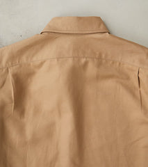 American Camp Shirt - Camel Japanese Cotton Linen Slub Poplin