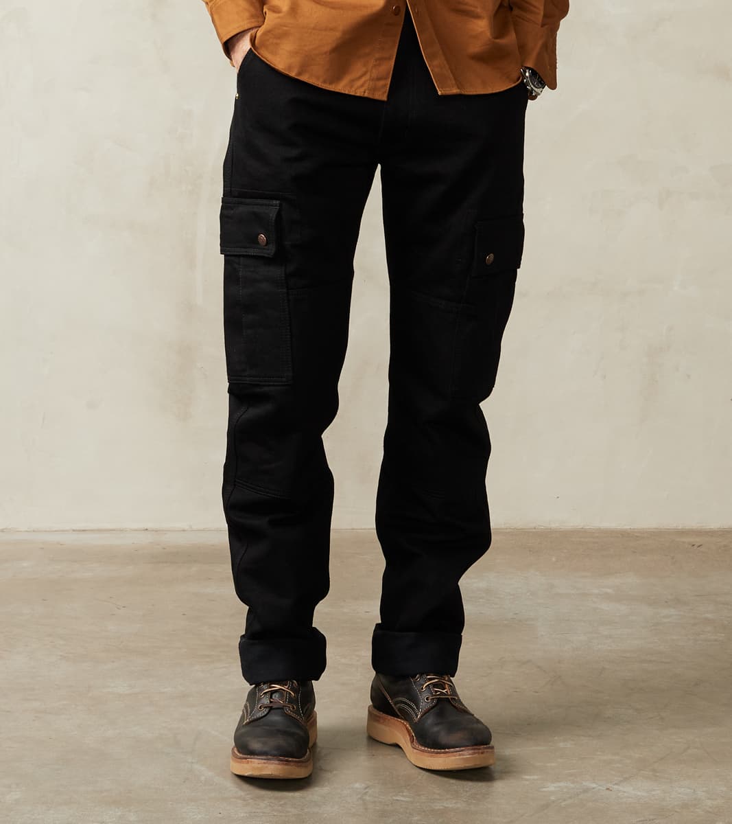 Division Road Iron Heart 502DR-BB Serviceman - Classic Tapered Cargo - 14oz Black x Black