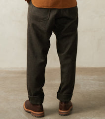 Division Road MotivMfg X DR French Work Trousers - Fox Brothers® Dark Olive Tweed Twill