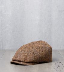 Division Road Bates Gentleman's Hatter Toni Cap - Harris Tweed Plaid - Rust